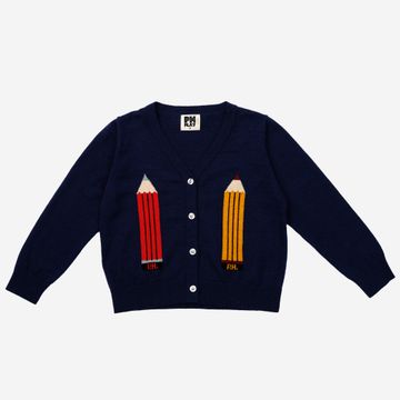 Pencil Knit Cardigan Navy