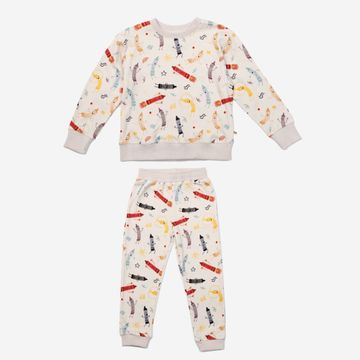 Printed Sweatshirts Set Cream Crayon