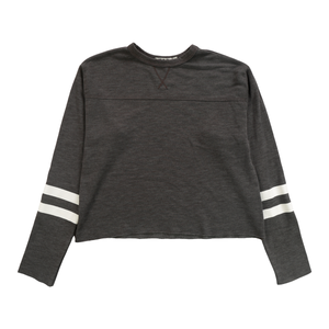 Charcoal LS Crew White Stripes