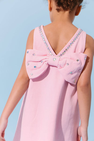 Pink Crystal Heart Bow Dress-Lola and the Boys-Fritz and Gigi