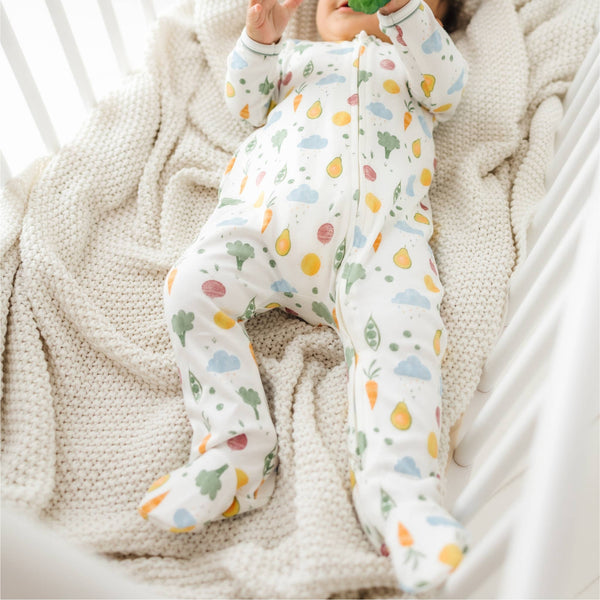 Eat your Veggies! Zip Footie: 3 Months