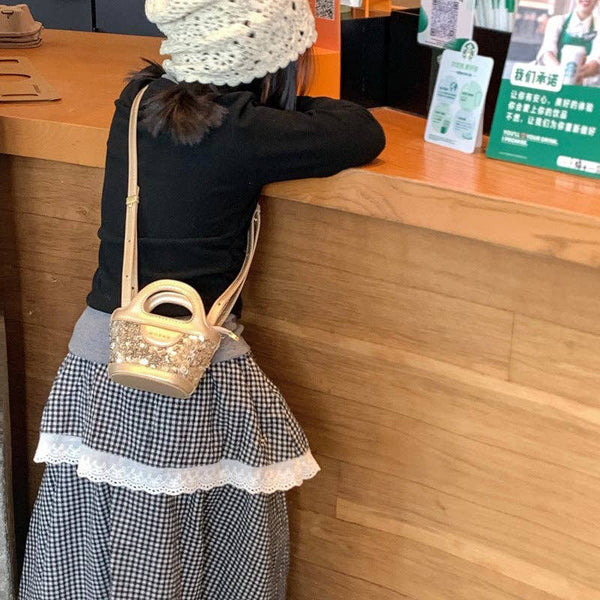 Mini Sequin Shoulder Bag for Kids Stylish Casual Everyday Use: Pink