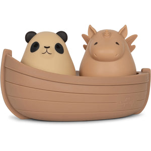 SILICONE BATH TOYS BOAT PANDA & UNICORN BLUSH MIX