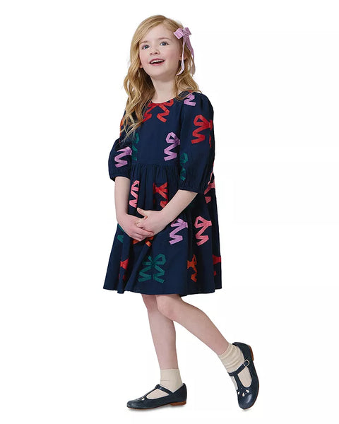 Girls Brooke Dress - Multi Bow Applique