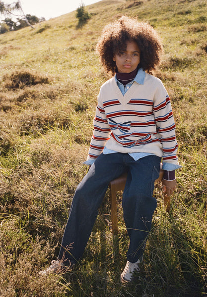 Gwenda Stripy Bows Sweater 2W26K204 5753-Molo-Fritz and Gigi
