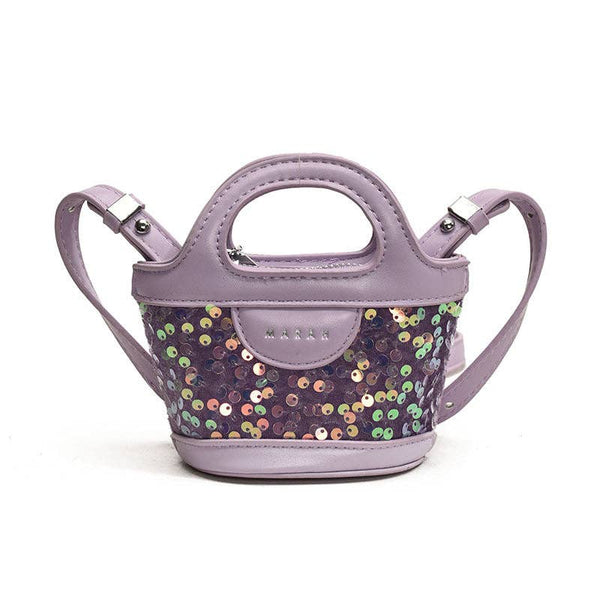 Mini Sequin Shoulder Bag for Kids Stylish Casual Everyday Use: Purple