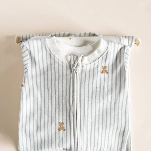Organic Cotton Layette Bear Bee Baby Shower Welcome Gift : Blue