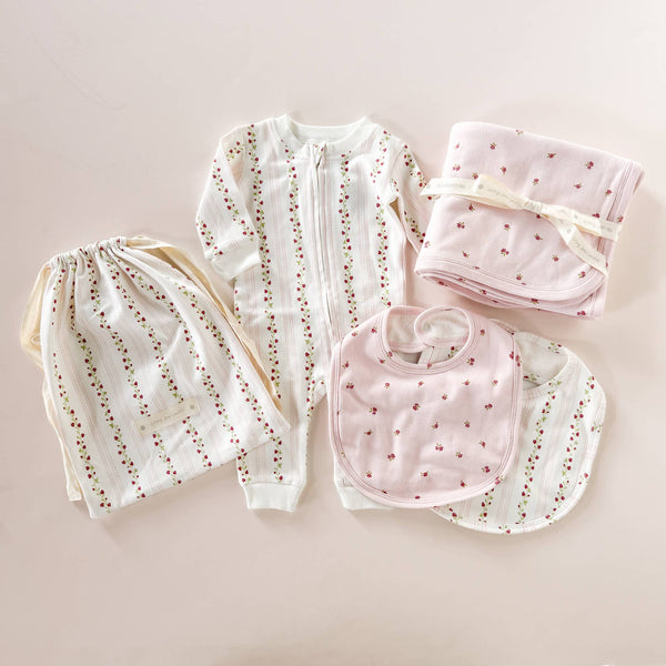 Organic Cotton Zipper Romper Strawberry Baby Zipper: Pink