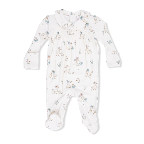 Flower Ducklings - Smocked Peter Pan Snap Footie-Angel Dear-Fritz and Gigi