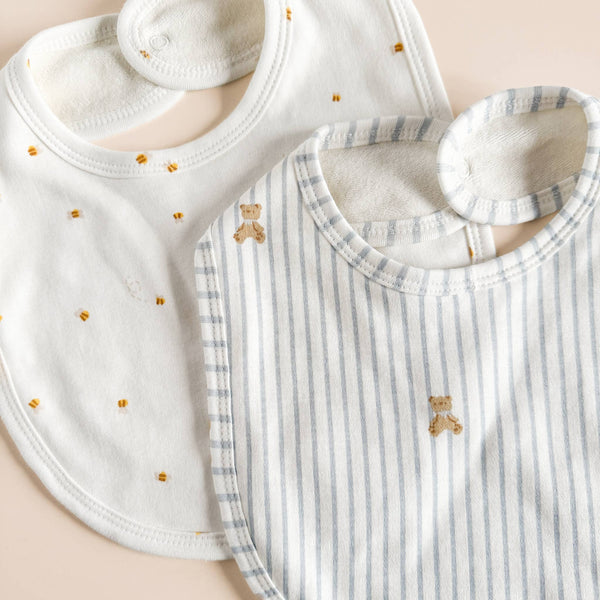 Organic Cotton Layette Bear Bee Baby Shower Welcome Gift : Blue