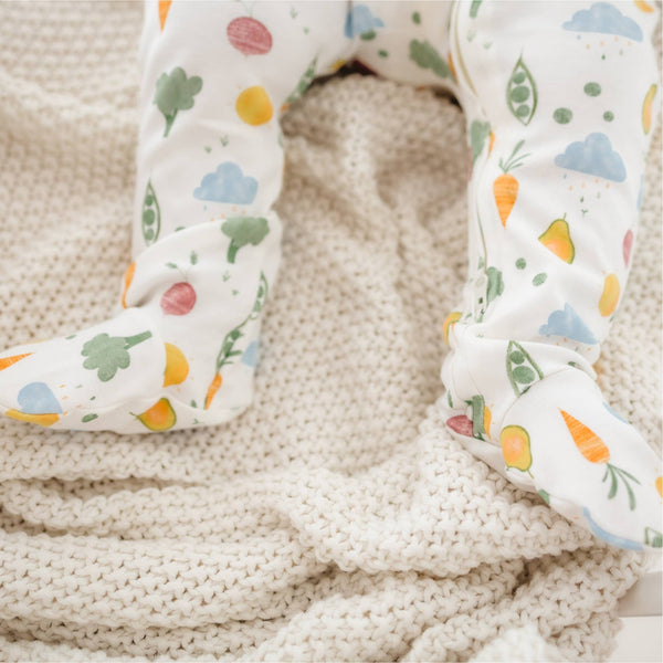 Eat your Veggies! Zip Footie: 3 Months