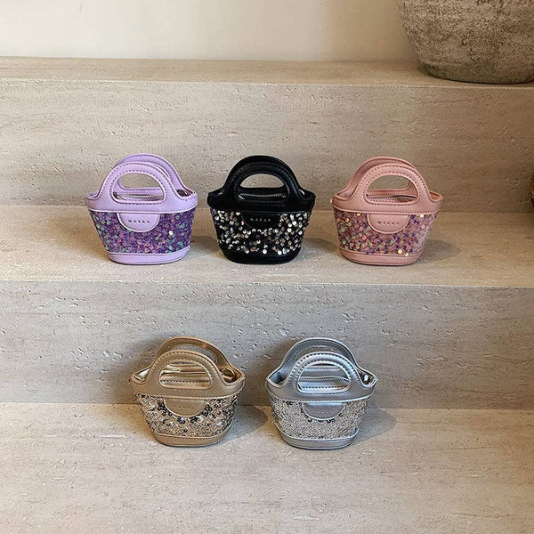 Mini Sequin Shoulder Bag for Kids Stylish Casual Everyday Use: Purple