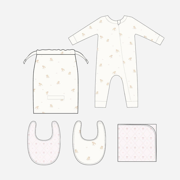 Layette Set Lamb Organic Cotton Baby Shower Welcome Gift: Pink-The Blueberry Hill-Fritz and Gigi