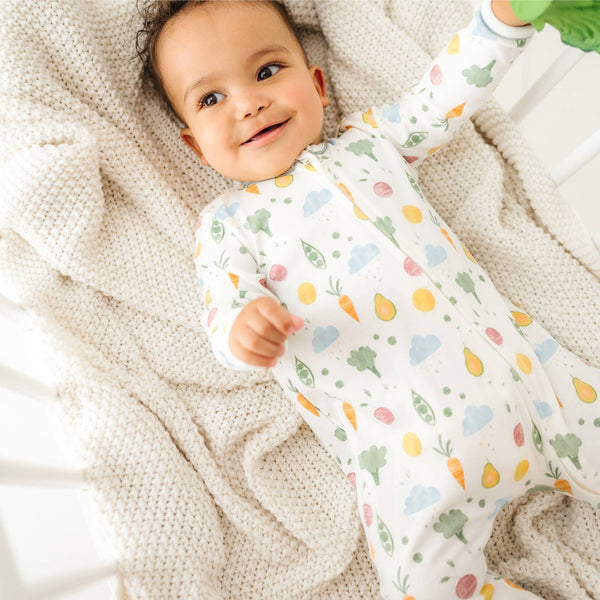 Eat your Veggies! Zip Footie: 3 Months
