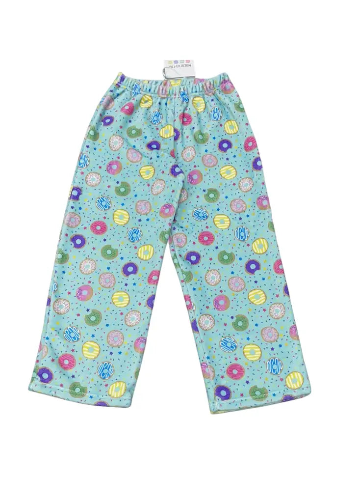 Turquoise Donuts Plush PJ Bottoms