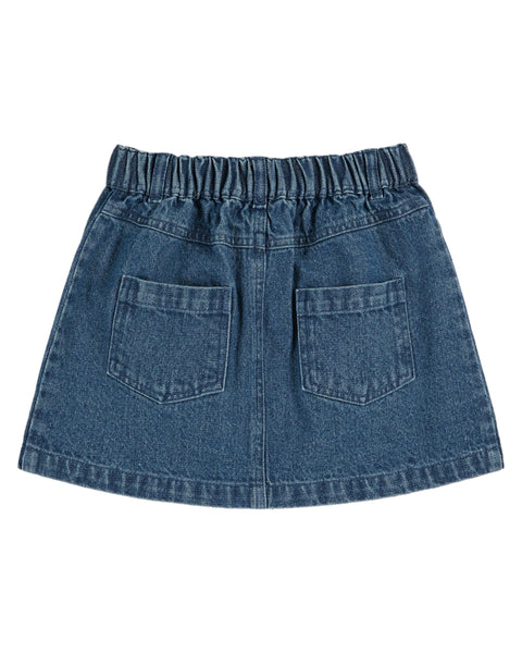Denim Skirt Embroidered Pocket