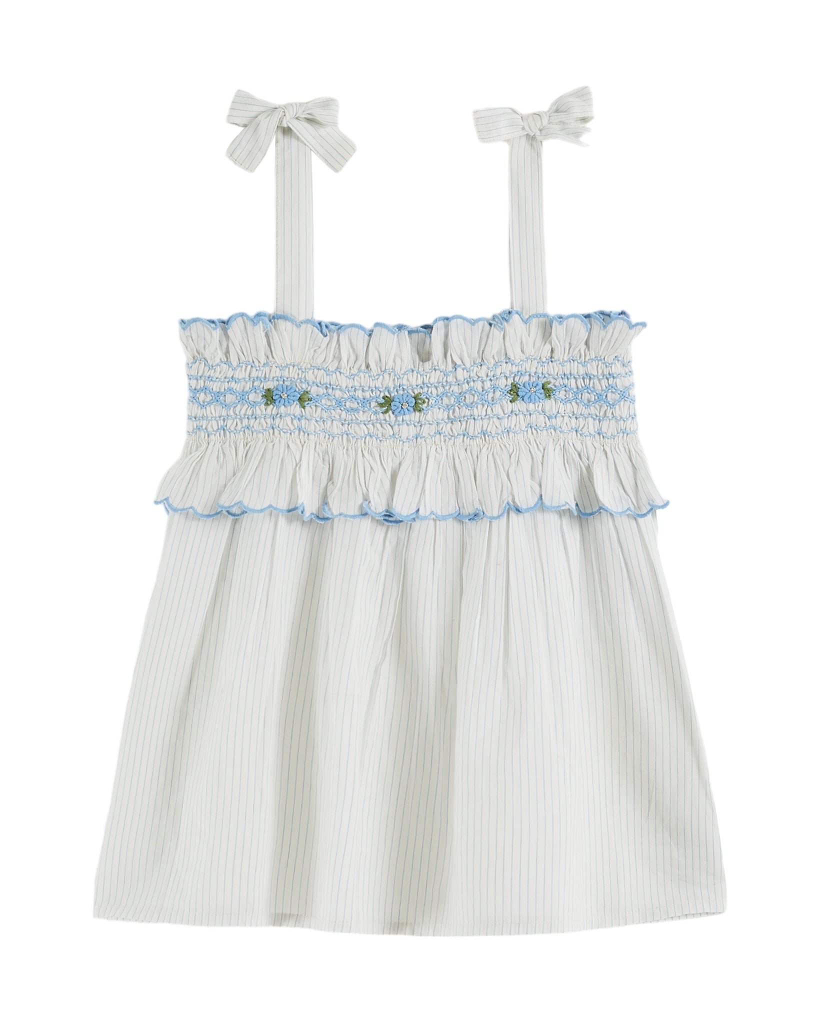 Ciel Blue Scalloped Smock Top