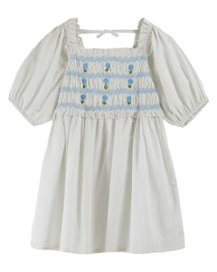 Brodee Smocked Embroid Blue Dress