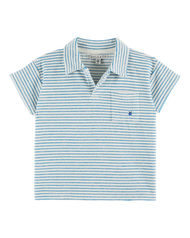 Azure Stripe Terry Polo