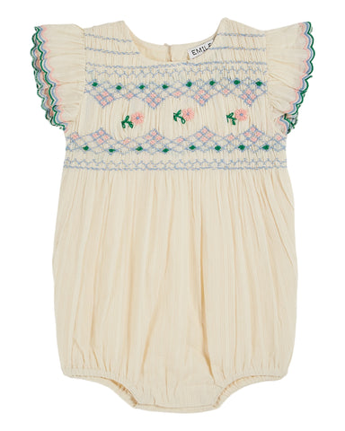 Ecru Embroidered Romper