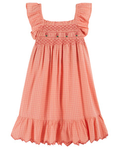 Brodee Smocked Embroid Pink Dress