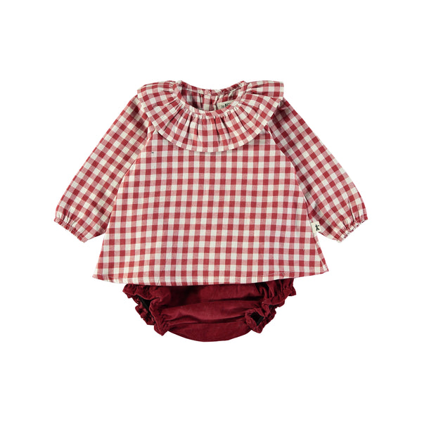 Cranberry Check Dress/Coulotte