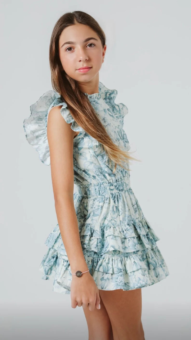 Gustavia Dress Blue Peonies