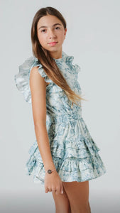 Gustavia Dress Blue Peonies