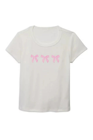 White Pink Bow Tee