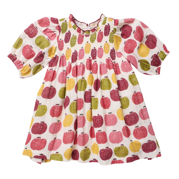 Girls Puff Sleeve Stevie- Pink Delicious Apples-Pink Chicken-Fritz and Gigi