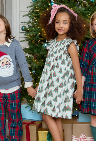 Girls Stevie Dress - Vintage Trees