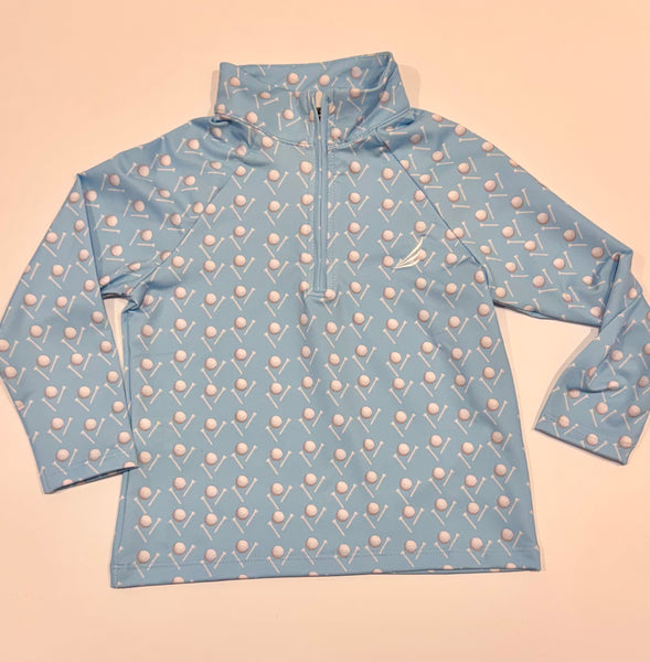 Levi - 1/4 Zip Baby Blue Golf Print-Coolybri-Fritz and Gigi