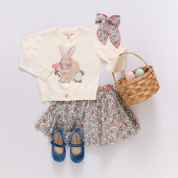 Girls Gianna Skirt - Yarrow Floral-Pink Chicken-Fritz and Gigi
