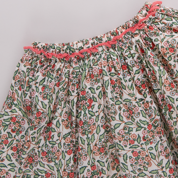 Girls Gianna Skirt - Yarrow Floral-Pink Chicken-Fritz and Gigi
