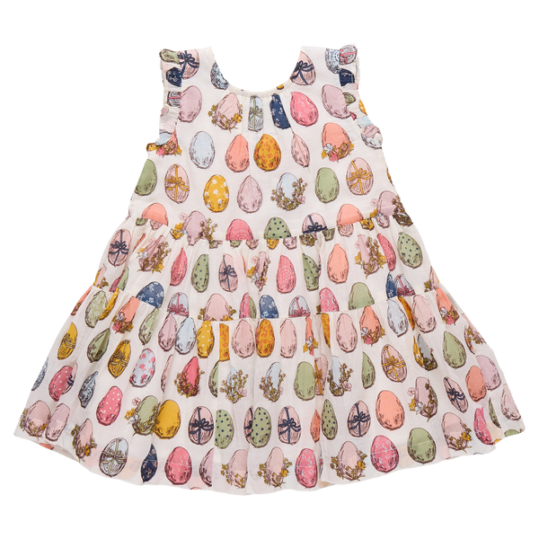 Girls Eloise Ruffle Dress - Multi Eggs-Pink Chicken-Fritz and Gigi