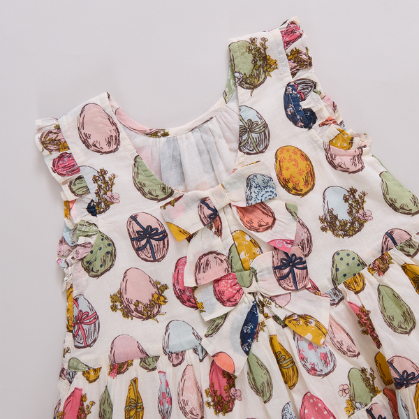 Girls Eloise Ruffle Dress - Multi Eggs-Pink Chicken-Fritz and Gigi