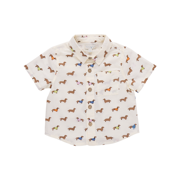 Baby Boys Jack Shirt - Dachshunds In Sweaters-Pink Chicken-Fritz and Gigi