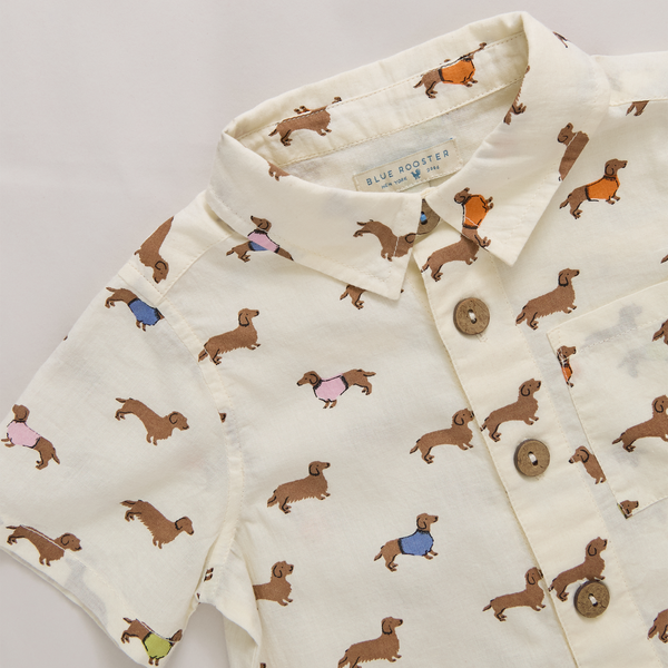 Baby Boys Jack Shirt - Dachshunds In Sweaters-Pink Chicken-Fritz and Gigi