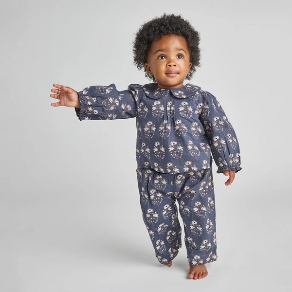 Baby Girls Dawson 2-Piece Set - Navy Strawflower-Pink Chicken-Fritz and Gigi