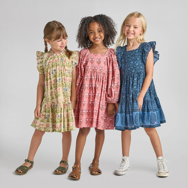 Girls Mary Barrett Dress - Pink Strawflower-Pink Chicken-Fritz and Gigi