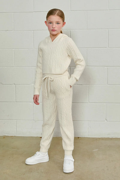 Cable Knit Jogger Crème White PDF2142-Parfum de Fit-Fritz and Gigi
