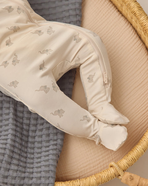 Bamboo Zip Footie Elephants-Quincy Mae-Fritz and Gigi