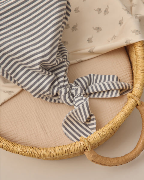 Knotted Baby Gown + Hat Set Ocean Stripe-Quincy Mae-Fritz and Gigi