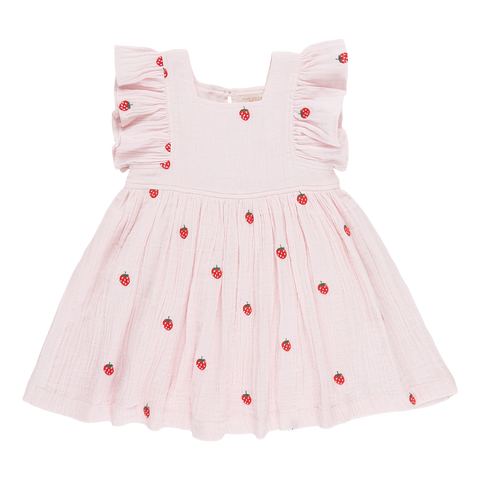 Elsie Dress - Strawberry Embroidery