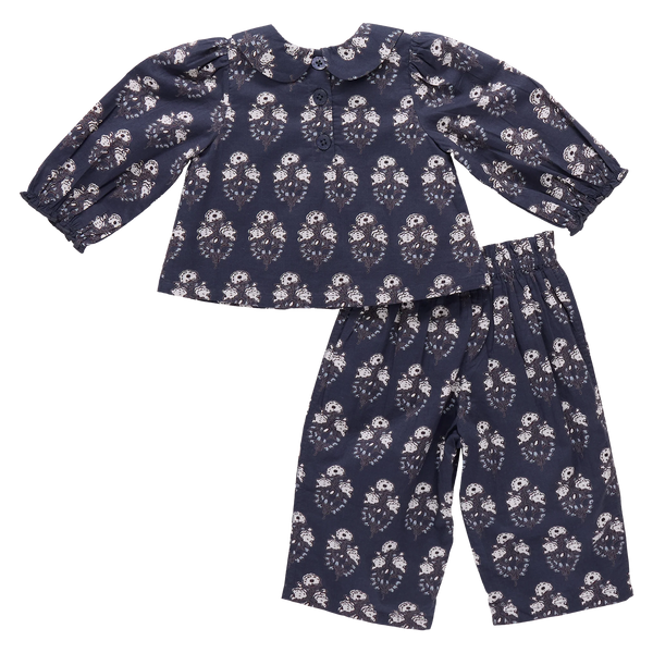 Baby Girls Dawson 2-Piece Set - Navy Strawflower-Pink Chicken-Fritz and Gigi