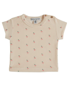 T Shirt Eponge Imprime Petit Cœur Rose