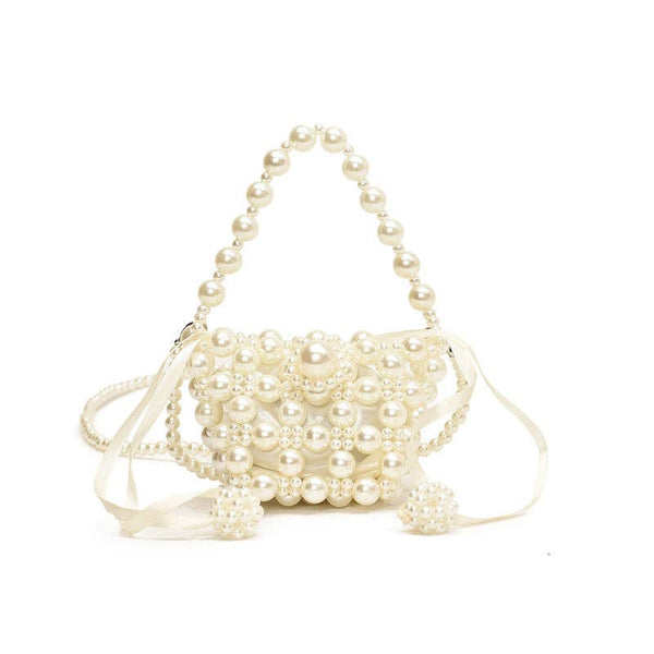 Sweet Pearl Princess Mini Handbag Trendy Casual Children's Shoulder Bag: White