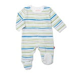 Boy Stripe Velour Footie