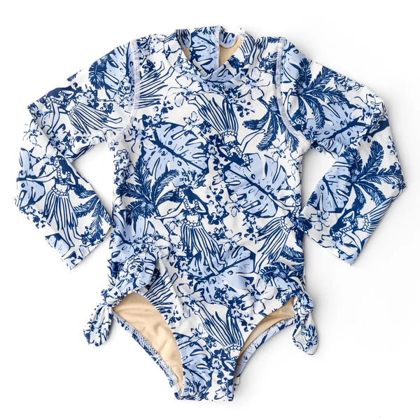 Tiki  Girls Long Sleeve One Piece Swimsuit