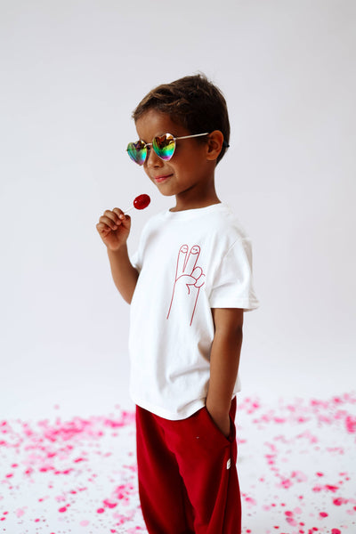PEACE + LOVE | Kids Tee: 2-3Y / WHITE-Minimalist Folk Co.-Fritz and Gigi